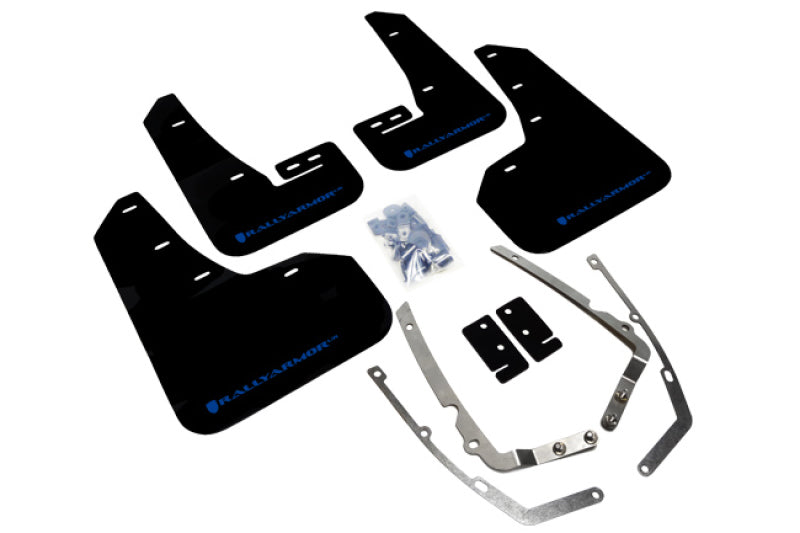 Rally Armor 15-21 MKVII VW Golf/GTI Black UR Mud Flap w/Blue Logo-Mud Flaps-Grocery Getter Performance