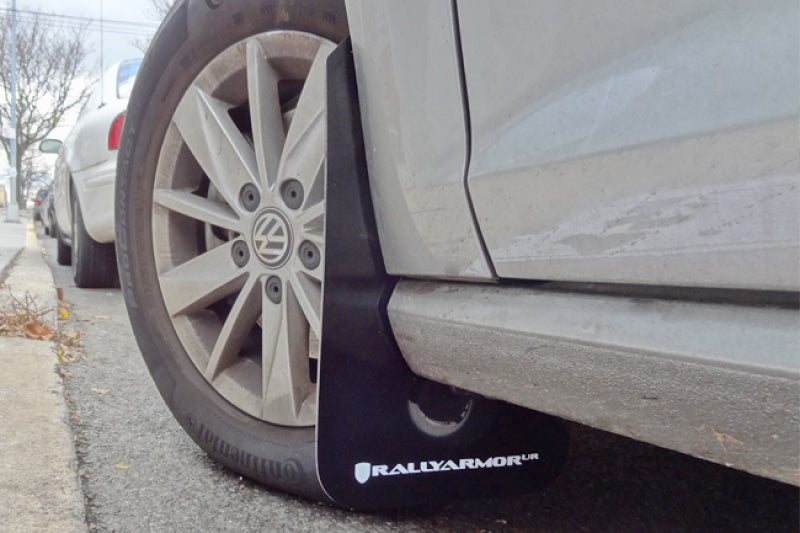 Rally Armor 15-21 MKVII VW Golf/GTI Black UR Mud Flap w/Grey Logo-Mud Flaps-Grocery Getter Performance