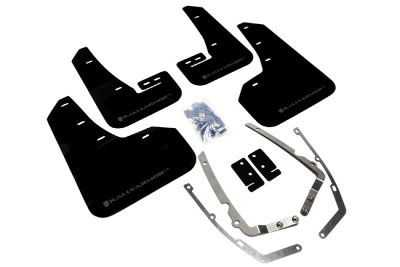 Rally Armor 15-21 MKVII VW Golf/GTI Black UR Mud Flap w/Grey Logo-Mud Flaps-Grocery Getter Performance
