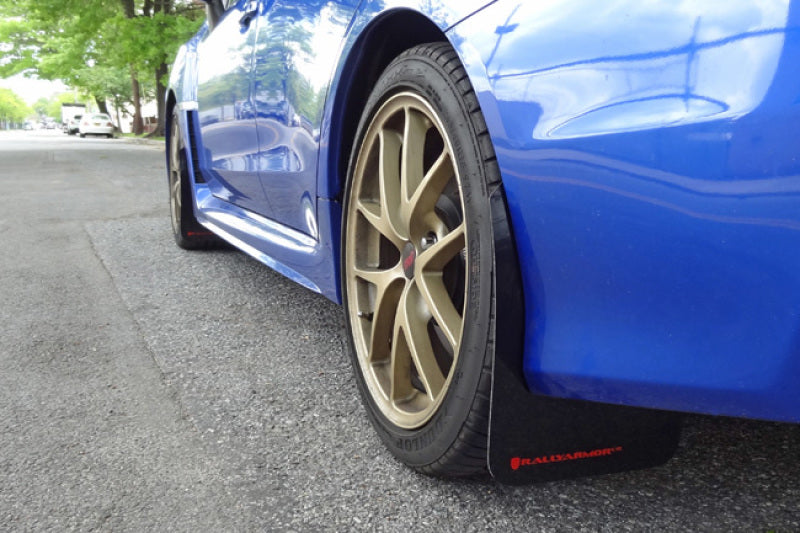 Rally Armor 15-21 Subaru WRX/STI Black UR Mud Flap w/Blue Logo-Mud Flaps-Grocery Getter Performance