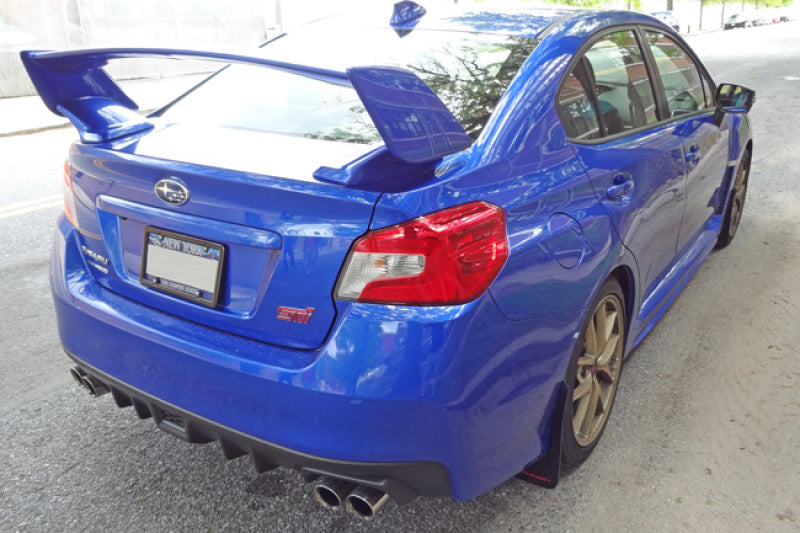 Rally Armor 15-21 Subaru WRX/STI Black UR Mud Flap w/Blue Logo-Mud Flaps-Grocery Getter Performance