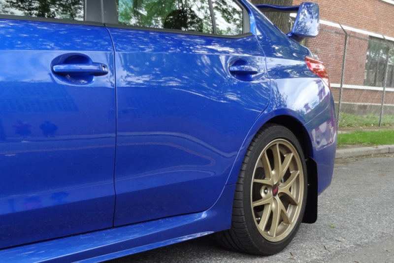 Rally Armor 15-21 Subaru WRX/STI Black UR Mud Flap w/Light Blue Logo-Mud Flaps-Grocery Getter Performance