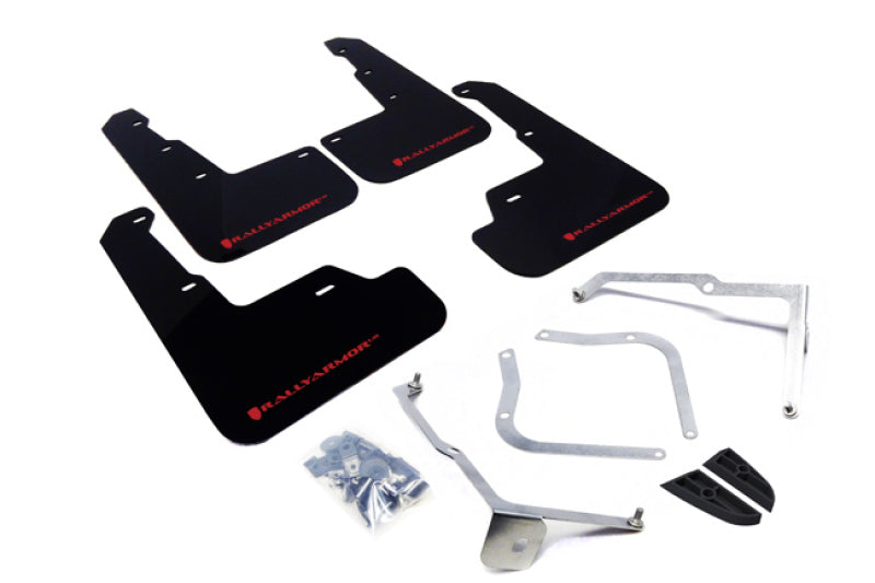 Rally Armor 15-21 Subaru WRX/STI Black UR Mud Flap w/Red Logo-Mud Flaps-Grocery Getter Performance
