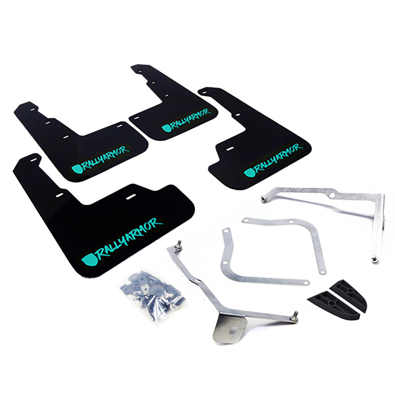 Rally Armor 15-21 Subaru WRX/STI Black UR Mud Flap w/Teal Altered Font Logo-Mud Flaps-Grocery Getter Performance