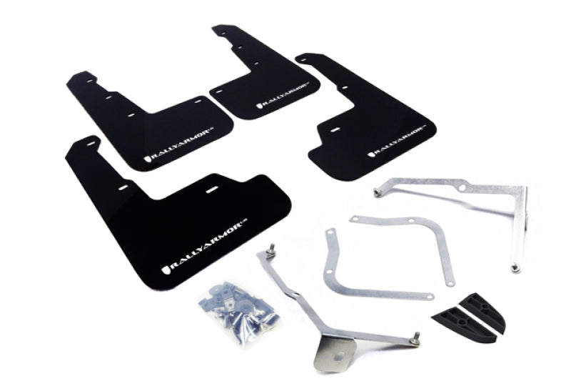 Rally Armor 15-21 Subaru WRX/STI Black UR Mud Flap w/White Logo-Mud Flaps-Grocery Getter Performance