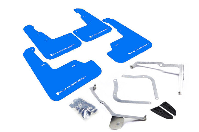 Rally Armor 15-21 Subaru WRX/STI Blue UR Mud Flap w/White Logo-Mud Flaps-Grocery Getter Performance