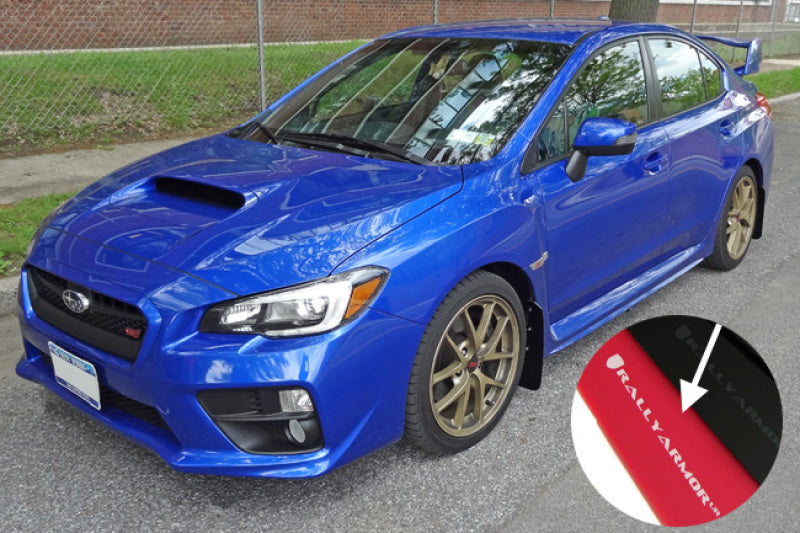 Rally Armor 15-21 Subaru WRX/STI Red UR Mud Flap w/White Logo-Mud Flaps-Grocery Getter Performance