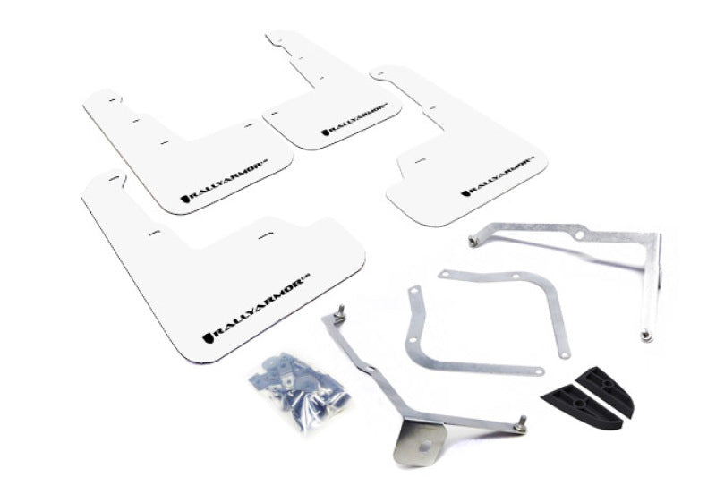 Rally Armor 15-21 Subaru WRX/STI White UR Mud Flap w/Black Logo-Mud Flaps-Grocery Getter Performance