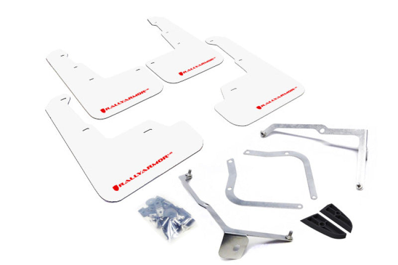 Rally Armor 15-21 Subaru WRX/STI White UR Mud Flap w/Red Logo-Mud Flaps-Grocery Getter Performance