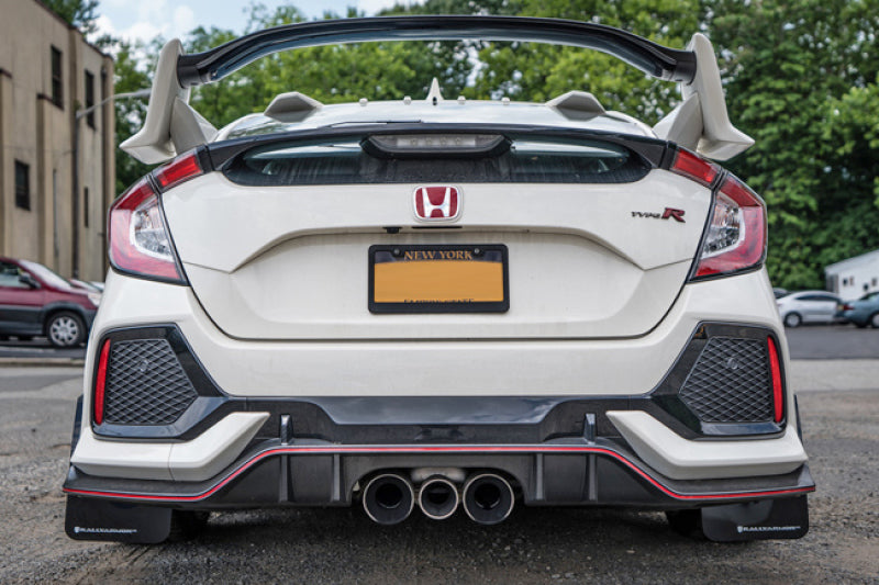 Rally Armor 17-22 Honda Civic Type R White UR Mud Flap w/Red Logo-Mud Flaps-Grocery Getter Performance