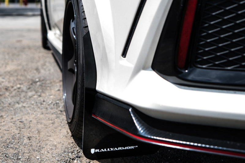 Rally Armor 17-22 Honda Civic Type R White UR Mud Flap w/Red Logo-Mud Flaps-Grocery Getter Performance