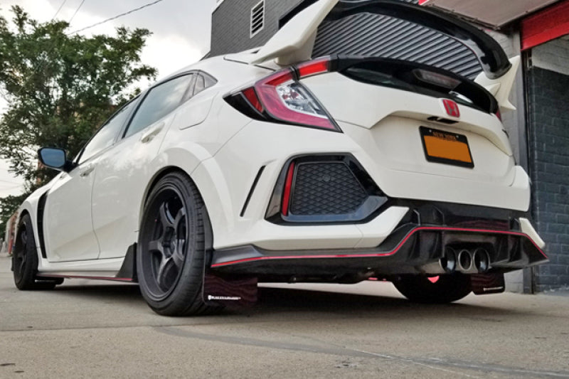 Rally Armor 17-22 Honda Civic Type R White UR Mud Flap w/Red Logo-Mud Flaps-Grocery Getter Performance