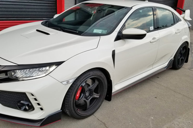 Rally Armor 17-22 Honda Civic Type R White UR Mud Flap w/Red Logo-Mud Flaps-Grocery Getter Performance