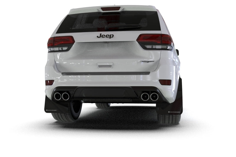 Rally Armor 18-22 Jeep Grand Cherokee SRT Trackhawk Black UR Mud Flap - White Logo-Mud Flaps-Grocery Getter Performance