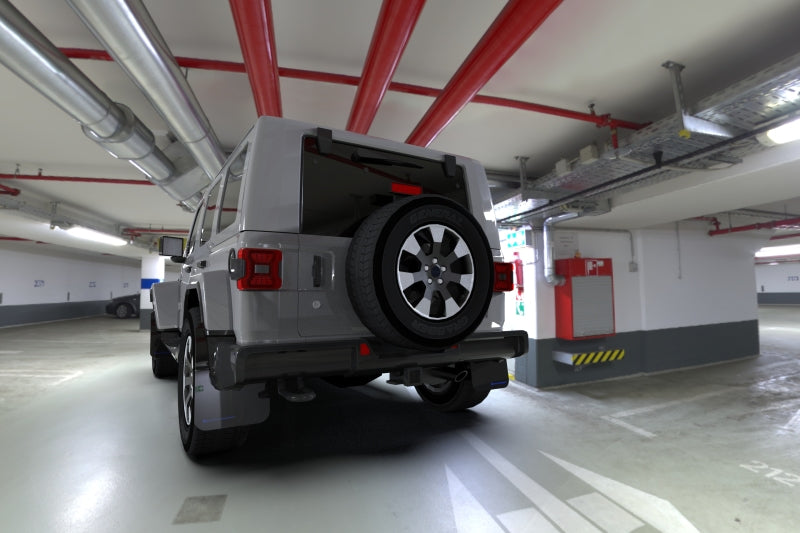 Rally Armor 18-25 Jeep JL Wrangler Black UR Mud Flap w/Blue Logo-Mud Flaps-Grocery Getter Performance
