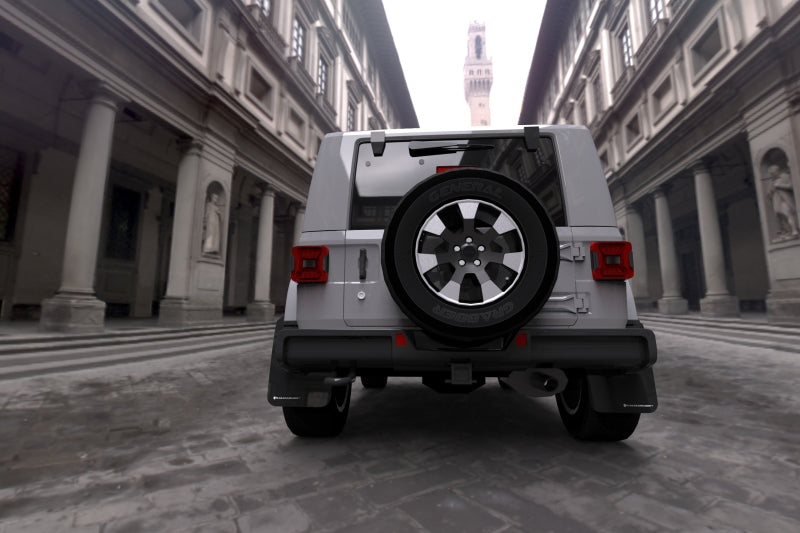 Rally Armor 18-25 Jeep JL Wrangler Black UR Mud Flap w/White Logo-Mud Flaps-Grocery Getter Performance