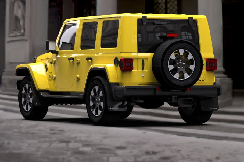 Rally Armor 18-25 Jeep JL Wrangler Black UR Mud Flap w/White Logo-Mud Flaps-Grocery Getter Performance