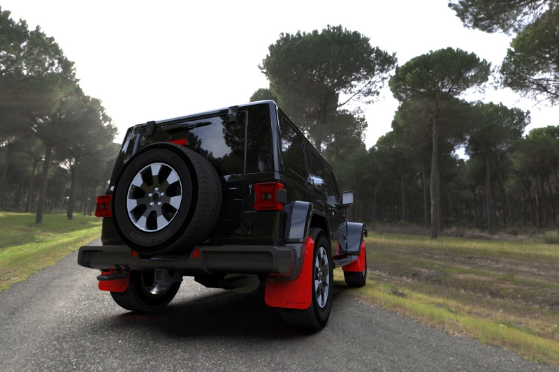 Rally Armor 18-25 Jeep JL Wrangler Red UR Mud Flap w/Black Logo-Mud Flaps-Grocery Getter Performance