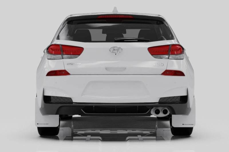 Rally Armor 19-21 Hyundai Elantra GT N Line/i30 Black UR Mud Flap w/Performance Blue Logo-Mud Flaps-Grocery Getter Performance