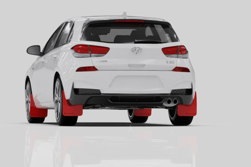 Rally Armor 19-21 Hyundai Elantra GT N Line/i30 Black UR Mud Flap w/Performance Blue Logo-Mud Flaps-Grocery Getter Performance