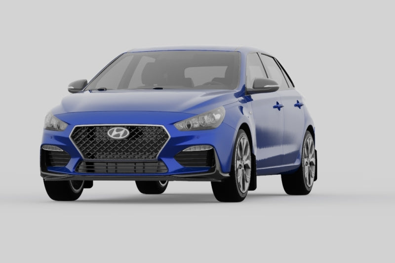 Rally Armor 19-21 Hyundai Elantra GT N Line/i30 Black UR Mud Flap w/Performance Blue Logo-Mud Flaps-Grocery Getter Performance