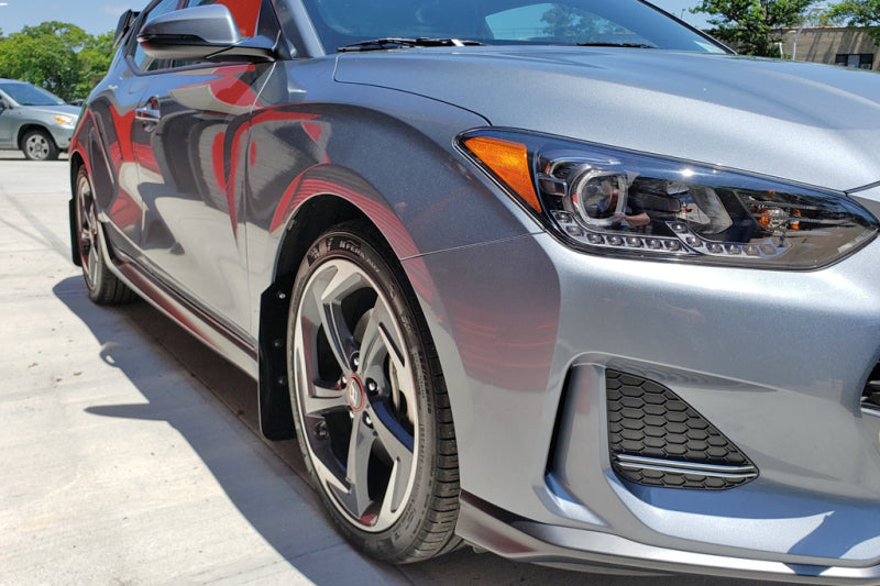 Rally Armor 19-21 Hyundai Veloster Turbo/2.0/R-Spec Black UR Mud Flap w/Dark Grey Logo-Mud Flaps-Grocery Getter Performance