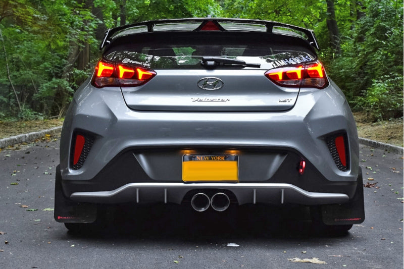 Rally Armor 19-21 Hyundai Veloster Turbo/2.0/R-Spec Black UR Mud Flap w/Dark Grey Logo-Mud Flaps-Grocery Getter Performance