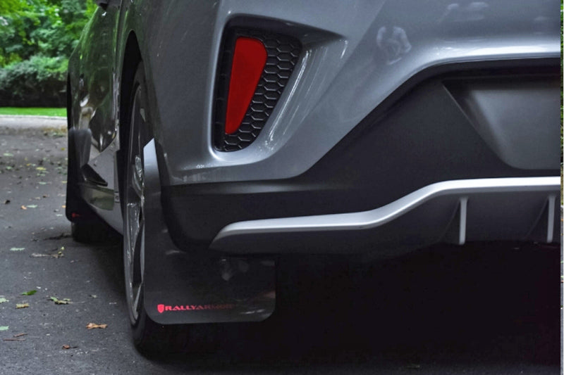 Rally Armor 19-21 Hyundai Veloster Turbo/2.0/R-Spec Black UR Mud Flap w/Dark Grey Logo-Mud Flaps-Grocery Getter Performance