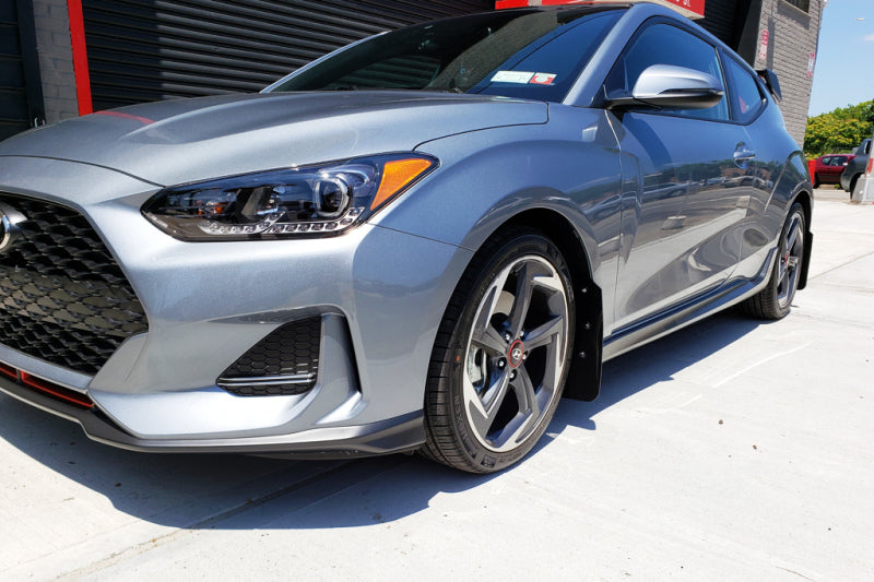 Rally Armor 19-21 Hyundai Veloster Turbo/2.0/R-Spec Black UR Mud Flap w/Dark Grey Logo-Mud Flaps-Grocery Getter Performance