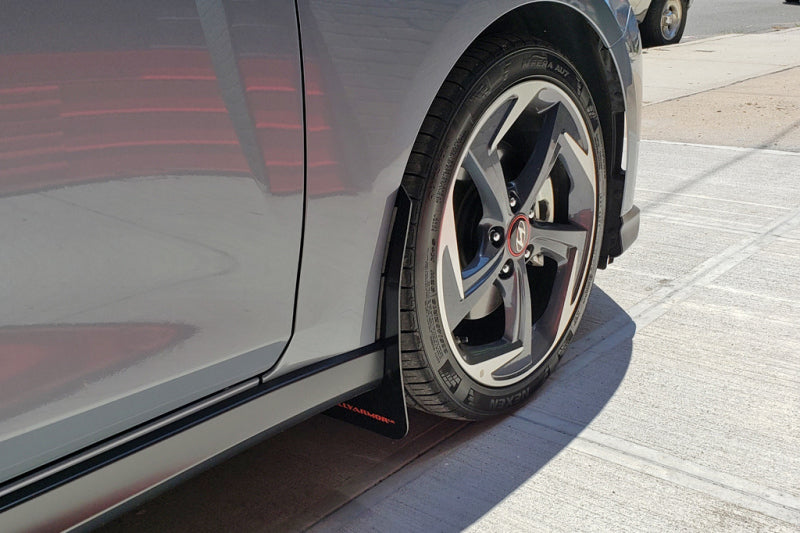 Rally Armor 19-21 Hyundai Veloster Turbo/2.0/R-Spec Black UR Mud Flap w/Dark Grey Logo-Mud Flaps-Grocery Getter Performance