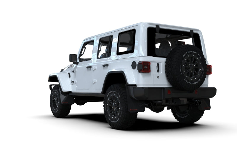Rally Armor 2018+ Jeep Wrangler Rubicon JL Black UR Mud Flap w/ Red Logo-Mud Flaps-Grocery Getter Performance