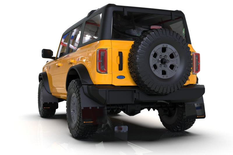 Rally Armor 21-25 Ford Bronco (Steel Bmpr + RR - NO Rptr/Sprt) Blk Mud Flap w/Area Blue Logo-Mud Flaps-Grocery Getter Performance