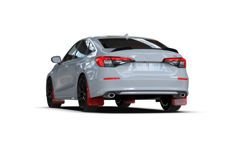 Rally Armor 22-26 Honda Civic/Civic Si/Sport Black UR Mud Flap w/Red Logo-Mud Flaps-Grocery Getter Performance