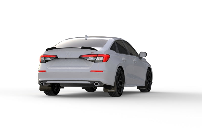 Rally Armor 22-26 Honda Civic/Civic Si/Sport Black UR Mud Flap w/White Logo-Mud Flaps-Grocery Getter Performance