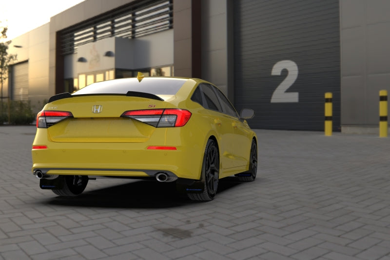 Rally Armor 22-26 Honda Civic/Civic Si/Sport Black UR Mud Flap w/White Logo-Mud Flaps-Grocery Getter Performance