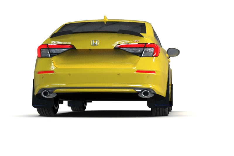 Rally Armor 22-26 Honda Civic/Civic Si/Sport Black UR Mud Flap w/White Logo-Mud Flaps-Grocery Getter Performance