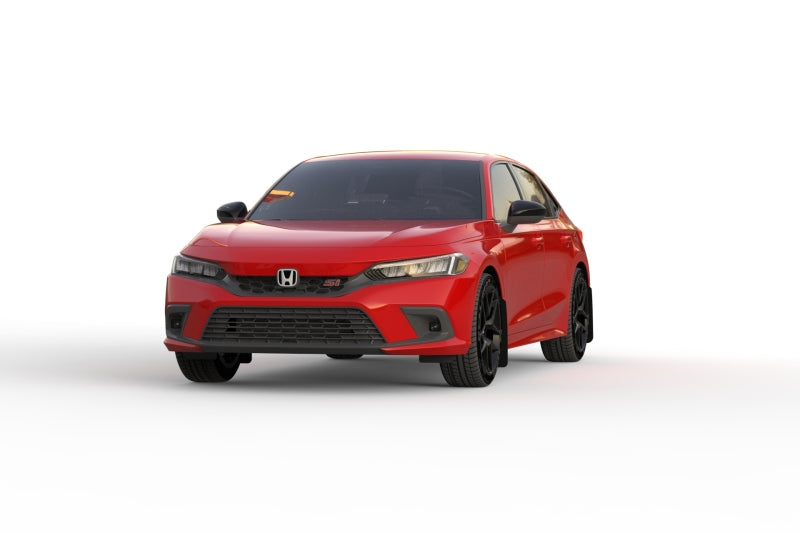 Rally Armor 22-26 Honda Civic/Civic Si/Sport Black UR Mud Flap w/White Logo-Mud Flaps-Grocery Getter Performance