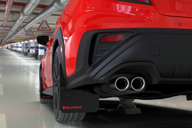 Rally Armor 22-26 Subaru WRX Black UR Mud Flap Altered Font Red Logo-Mud Flaps-Grocery Getter Performance