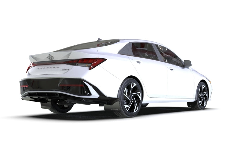 Rally Armor 24-26 Hyundai Elantra Black Mud Flap White Logo-Mud Flaps-Grocery Getter Performance