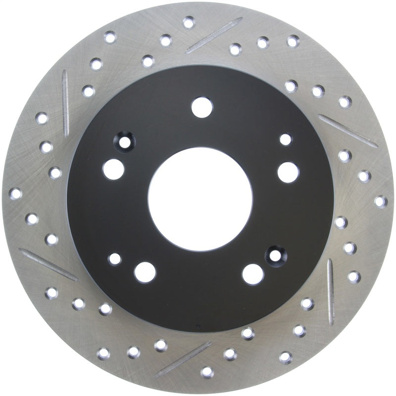 StopTech 02-06 Acura RSX Incl. Type S / 97-01 Integra Type R Slotted & Drilled Right Rear Rotor-Brake Rotors - Slot & Drilled-Grocery Getter Performance