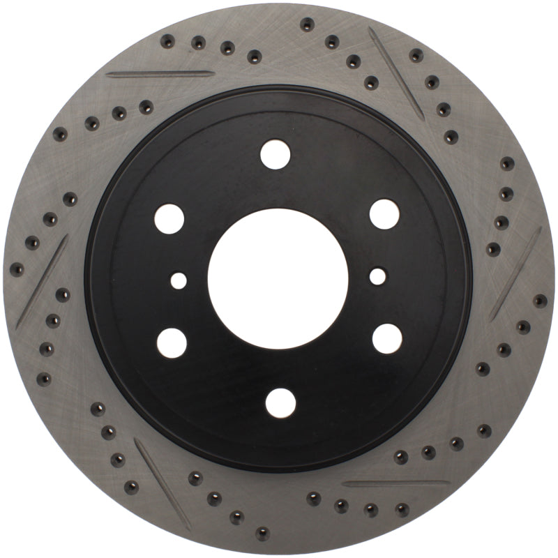 StopTech 05-10 GMC Sierra (w/ Rear Drum) / 07-09 GMC Yukon Rear Right Slotted & Drilled Rotor-Brake Rotors - Slot & Drilled-Grocery Getter Performance