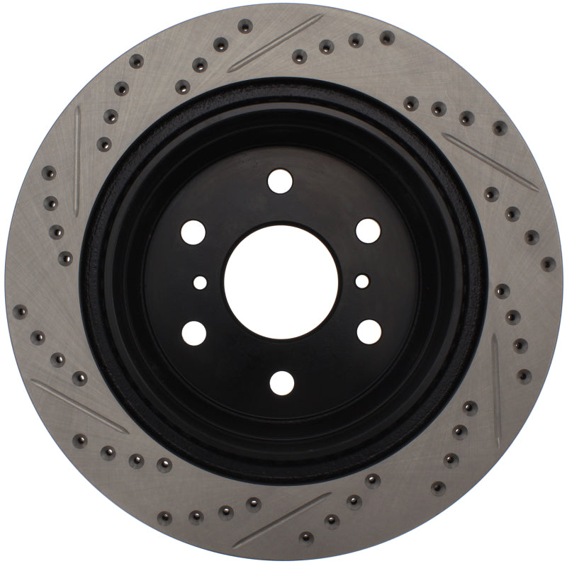StopTech 05-10 GMC Sierra (w/ Rear Drum) / 07-09 GMC Yukon Rear Right Slotted & Drilled Rotor-Brake Rotors - Slot & Drilled-Grocery Getter Performance