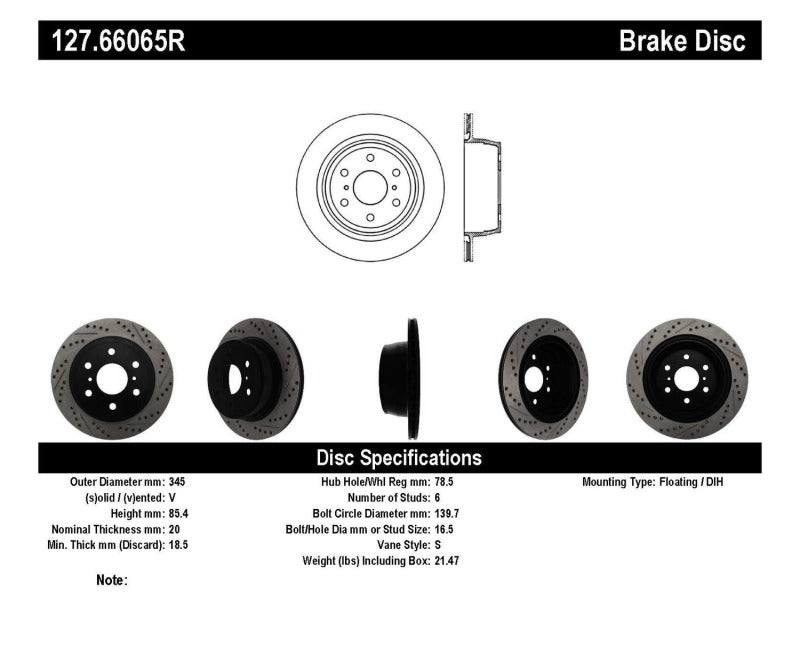 StopTech 05-10 GMC Sierra (w/ Rear Drum) / 07-09 GMC Yukon Rear Right Slotted & Drilled Rotor-Brake Rotors - Slot & Drilled-Grocery Getter Performance