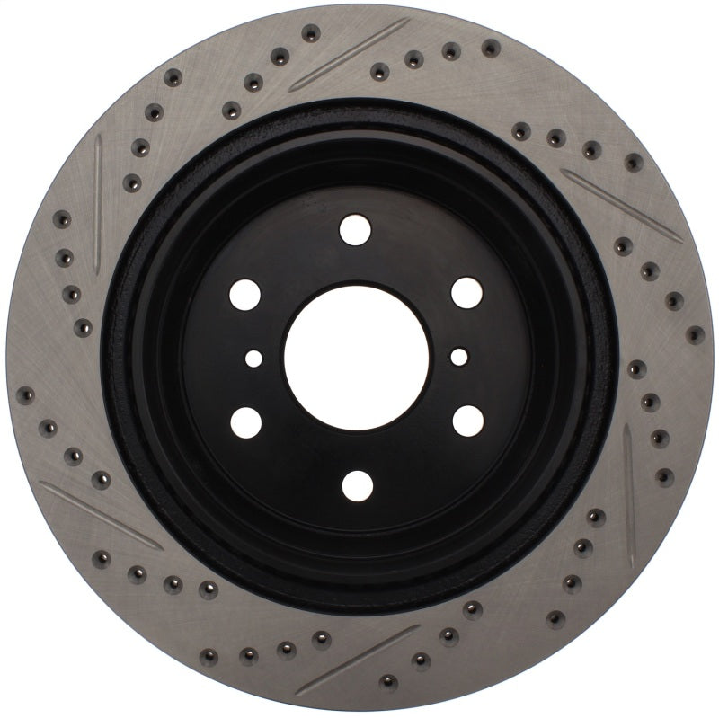 StopTech 05-10 GMC Sierra (w/ Rear Drum) / 07-09 GMC Yukon Rear Right Slotted & Drilled Rotor-Brake Rotors - Slot & Drilled-Grocery Getter Performance