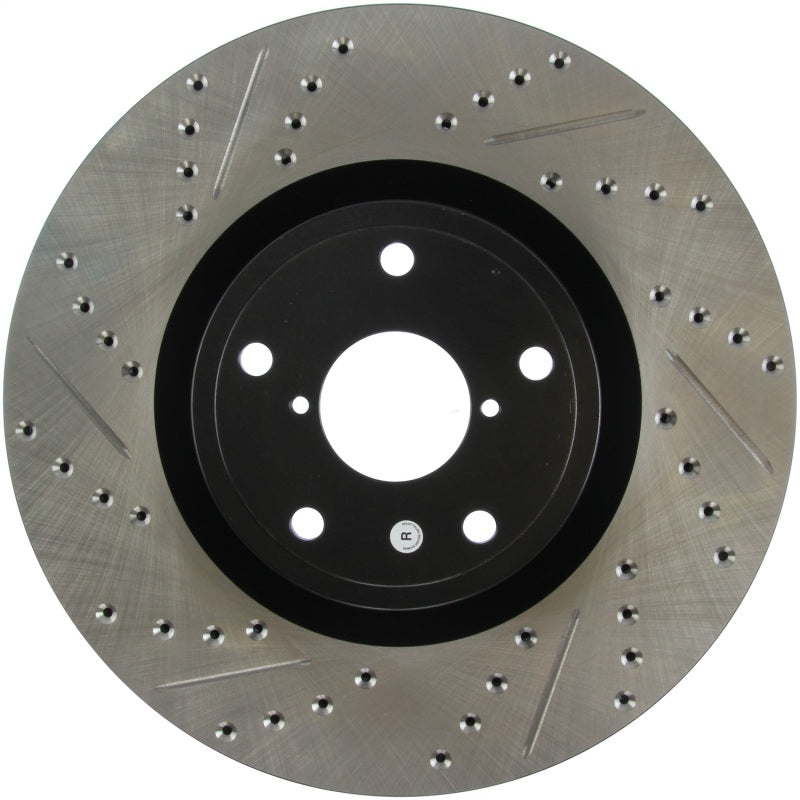 StopTech 05-10 Subaru Impreza WRX/STi Slotted & Drilled Right Front Rotor-Brake Rotors - Slot & Drilled-Grocery Getter Performance