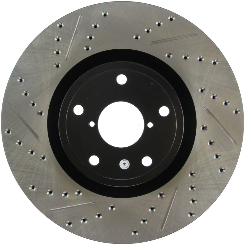 StopTech 05-10 Subaru Impreza WRX/STi Slotted & Drilled Right Front Rotor-Brake Rotors - Slot & Drilled-Grocery Getter Performance