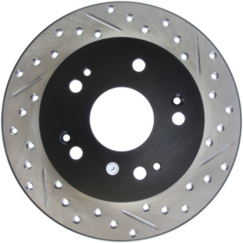 StopTech 06-09 Honda Civic Ex/Si Slotted & Drilled Left Rear Rotor-Brake Rotors - Slot & Drilled-Grocery Getter Performance