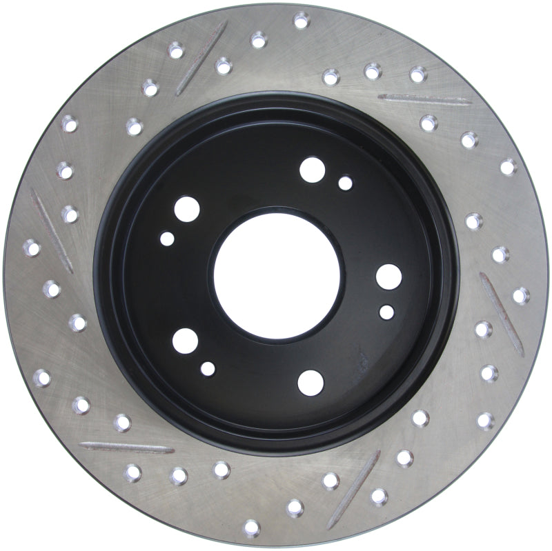 StopTech 06-09 Honda Civic Ex/Si Slotted & Drilled Left Rear Rotor-Brake Rotors - Slot & Drilled-Grocery Getter Performance