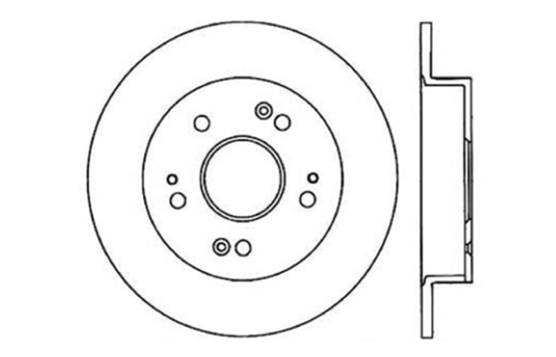 StopTech 06-09 Honda Civic Ex/Si Slotted & Drilled Left Rear Rotor-Brake Rotors - Slot & Drilled-Grocery Getter Performance