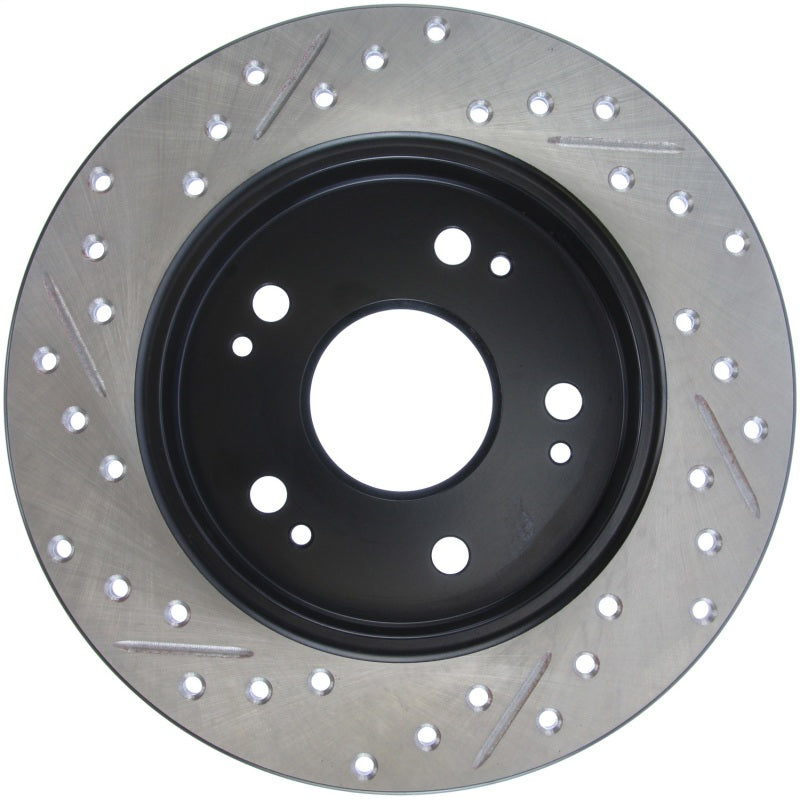 StopTech 06-09 Honda Civic Ex/Si Slotted & Drilled Left Rear Rotor-Brake Rotors - Slot & Drilled-Grocery Getter Performance